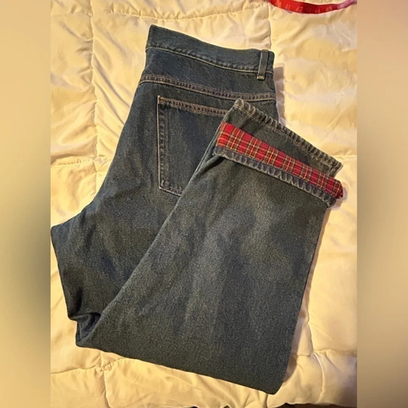 LL BEAN Original fit women’s high rise flannel lined mom jeans 20 Petite - Picture 8 of 8